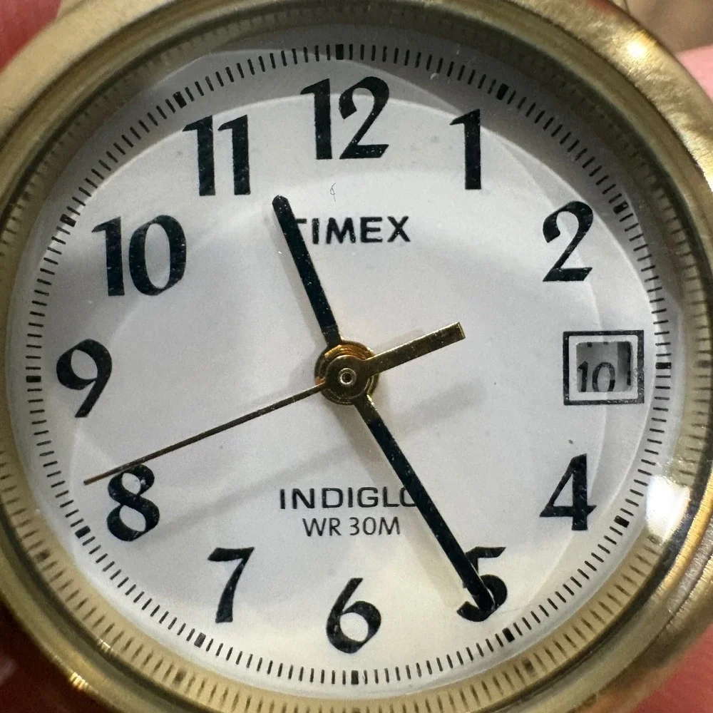 Vintage Y2K Timex Watch Womens OS Two Tone Indiglo Date Expansion Band 90s Retro